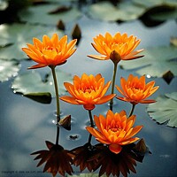 TRAVEL WATER PLANT FLOWER Orange Water Lilies