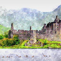 Buy canvas prints of Majestic Kilchurn Castle in Scotland argyll and bu by dale rys (LP)