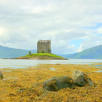 Buy canvas prints of Majestic Scottish Castle on the Waterfront argyll  by dale rys (LP)