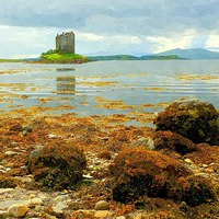 Buy canvas prints of Majestic Castle Stalker Rising from the Sea argyll by dale rys (LP)