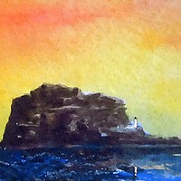 Buy canvas prints of BASS ROCK  HAND PAINTING by dale rys (LP)