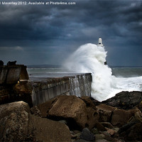 Buy canvas prints of Storm hits Aberdeen Breakwater by Michael Moverley