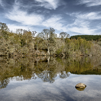 Buy canvas prints of Reflections on Loch Achilty by Michael Moverley