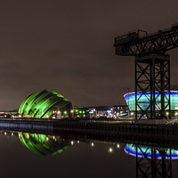 Buy canvas prints of Reflections at Finnieston Quay, Glasgow by Michael Moverley