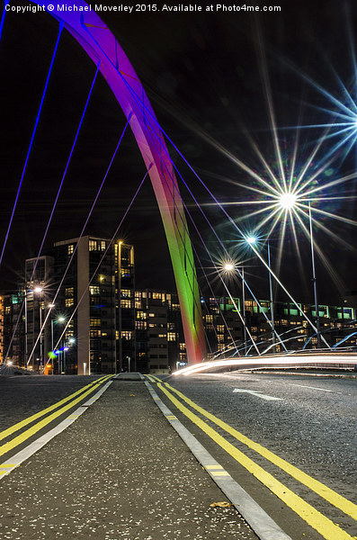  Light trails over Glasgow's Squinty Bridge Picture Board by Michael Moverley