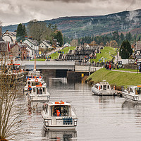 Buy canvas prints of Locks at Fort Augustus in the mist by Michael Moverley