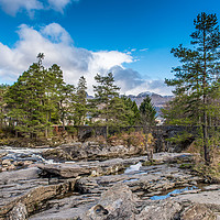 Buy canvas prints of Ben Lawer from Killin and Falls of Dochart by Michael Moverley
