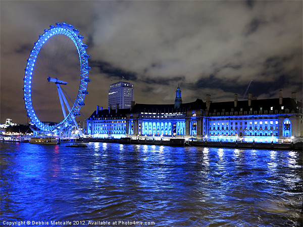 London Eye at night Picture Board by Debbie Metcalfe