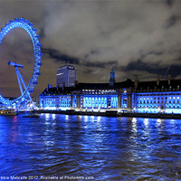 Buy canvas prints of London Eye at night by Debbie Metcalfe