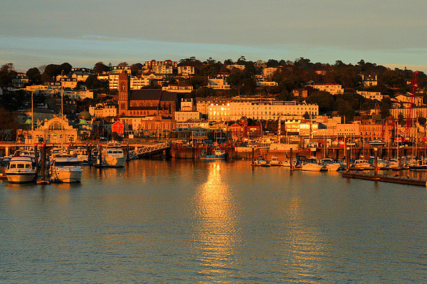 Torquay at Sunset Picture Board by Debbie Metcalfe