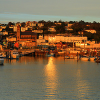Buy canvas prints of Torquay at Sunset by Debbie Metcalfe
