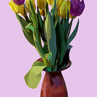 Buy canvas prints of Vase of Yellow and Purple Tulips by Stephen Conroy