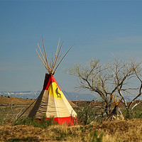 Buy canvas prints of Indian Teepees in the desert of Colorado by Patti Barrett
