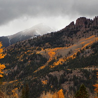 Buy canvas prints of  Fall Gold and Snow in Colorado by Patti Barrett