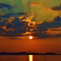 Buy canvas prints of Sun Ray Sunset by Beach Bum Pics