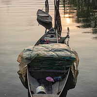 Buy canvas prints of Canoes at sunset by Jed Pearson