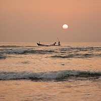 Buy canvas prints of Dawn fishing at da Nang by Jed Pearson