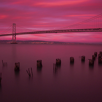 Buy canvas prints of Bay Bridge Sunset by Jed Pearson