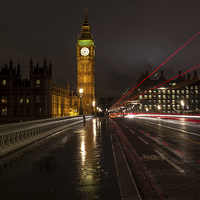 Buy canvas prints of Trails at Westminster Bridge by Jed Pearson