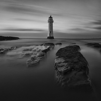 Buy canvas prints of  Perch Rock mono moment by Jed Pearson