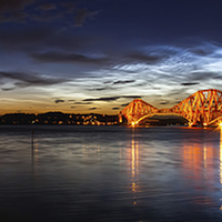 Buy canvas prints of Noctilucent Clouds over Forth Bridges by Adrian Maricic