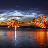 Buy canvas prints of Rare Noctilucent Clouds over Forth Rail Bridge by Adrian Maricic