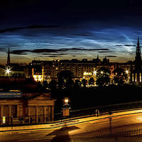 Buy canvas prints of  Noctilucent clouds over Princes street Edinburgh. by Adrian Maricic