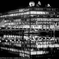 Buy canvas prints of BBC HQ at  Pacific Quay, Glasgow (Black & White) by Tylie Duff Photo Art