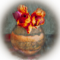 Buy canvas prints of Roses In A Handmade Pottery Vase by Tylie Duff Photo Art