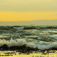 Buy canvas prints of Sunset over Arran from Portencross Beach by Tylie Duff Photo Art