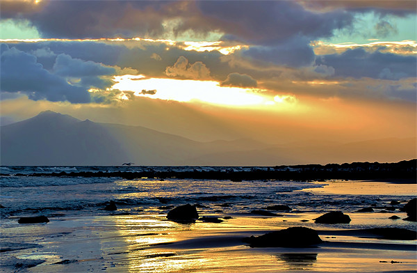 Arran from Seamill Beach at Sunset Picture Board by Tylie Duff Photo Art