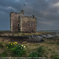 Buy canvas prints of Storm Clouds over  Portencross Castle by Tylie Duff Photo Art