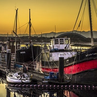Buy canvas prints of Irvine Harbour at Sunset by Tylie Duff Photo Art