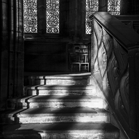 Buy canvas prints of Sunlight on Stairs Glasgow Cathedral by Tylie Duff Photo Art