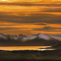 Buy canvas prints of Arran Cumbrae and Bute Sunset by Tylie Duff Photo Art