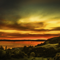 Buy canvas prints of Scottish Sunset over The Clyde by Tylie Duff Photo Art