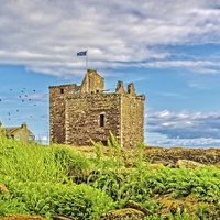 Buy canvas prints of Portencross Castle Ayrshire at Midsummer by Tylie Duff Photo Art