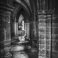 Buy canvas prints of  Cloisters at Glasgow Cathedral Scotland by Tylie Duff Photo Art