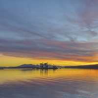 Buy canvas prints of Autumn Sunset on River Clyde by Tylie Duff Photo Art