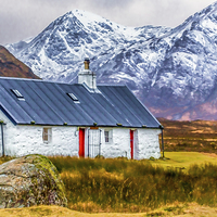 Buy canvas prints of  Black Rock Cottage by Buchaille Etive Mor by Tylie Duff Photo Art