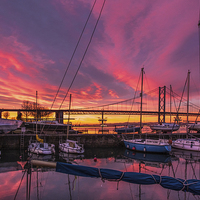 Buy canvas prints of  Glorious Sunset at South Queensferry Harbour by Tylie Duff Photo Art