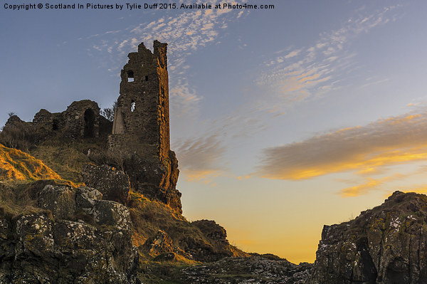  Sunset Over Dunure Castle Picture Board by Tylie Duff Photo Art
