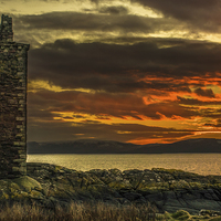 Buy canvas prints of  Arran Sunset From Portencross Castle by Tylie Duff Photo Art
