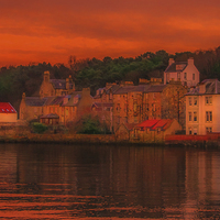 Buy canvas prints of South Queensferry At Sunset by Tylie Duff Photo Art