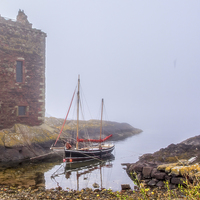 Buy canvas prints of  Portencross In The Mist by Tylie Duff Photo Art