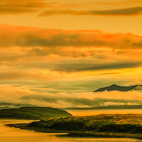 Buy canvas prints of Fiery Sunset Over Arran by Tylie Duff Photo Art