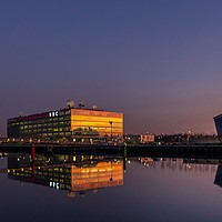 Buy canvas prints of BBC HQ and Millennium Bridge, Pacific Quay,Glasgow by Tylie Duff Photo Art