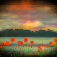Buy canvas prints of Fiery Poppy Sunset over The Sleeping Warrior on Ar by Tylie Duff Photo Art