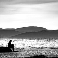 Buy canvas prints of Monochrome Sunset On Seamill Beach by Tylie Duff Photo Art