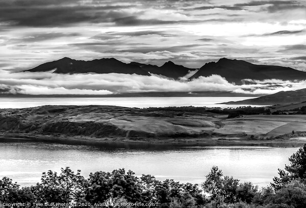 Cumbrae and Arran From Largs (monochrome) Picture Board by Tylie Duff Photo Art